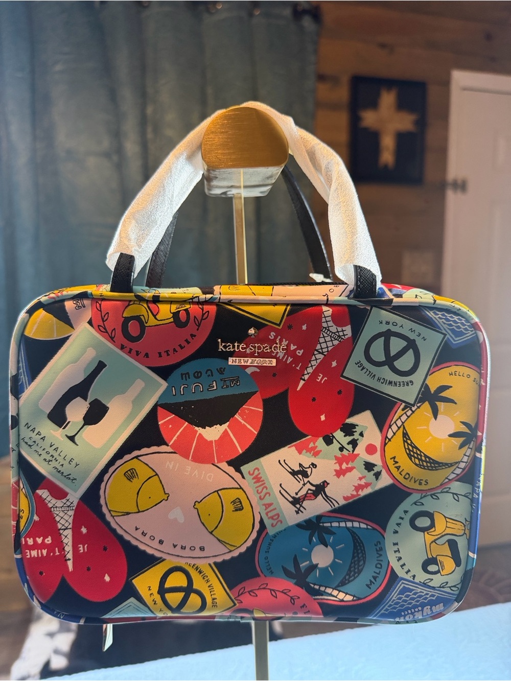 kate spade Multicolor Travel Sticker-Print Toiletry Bag